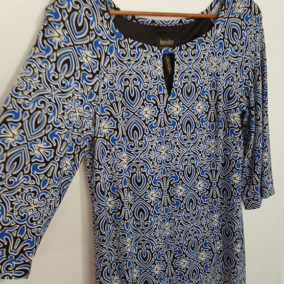 LAUNDRY by Shelli Segal Summer Shift Dress Black Blue and White XS NWOT - Picture 10 of 10